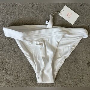Andie Swim The Banded Cheeky Rib Bottom Size XS in White Sustainable Swim